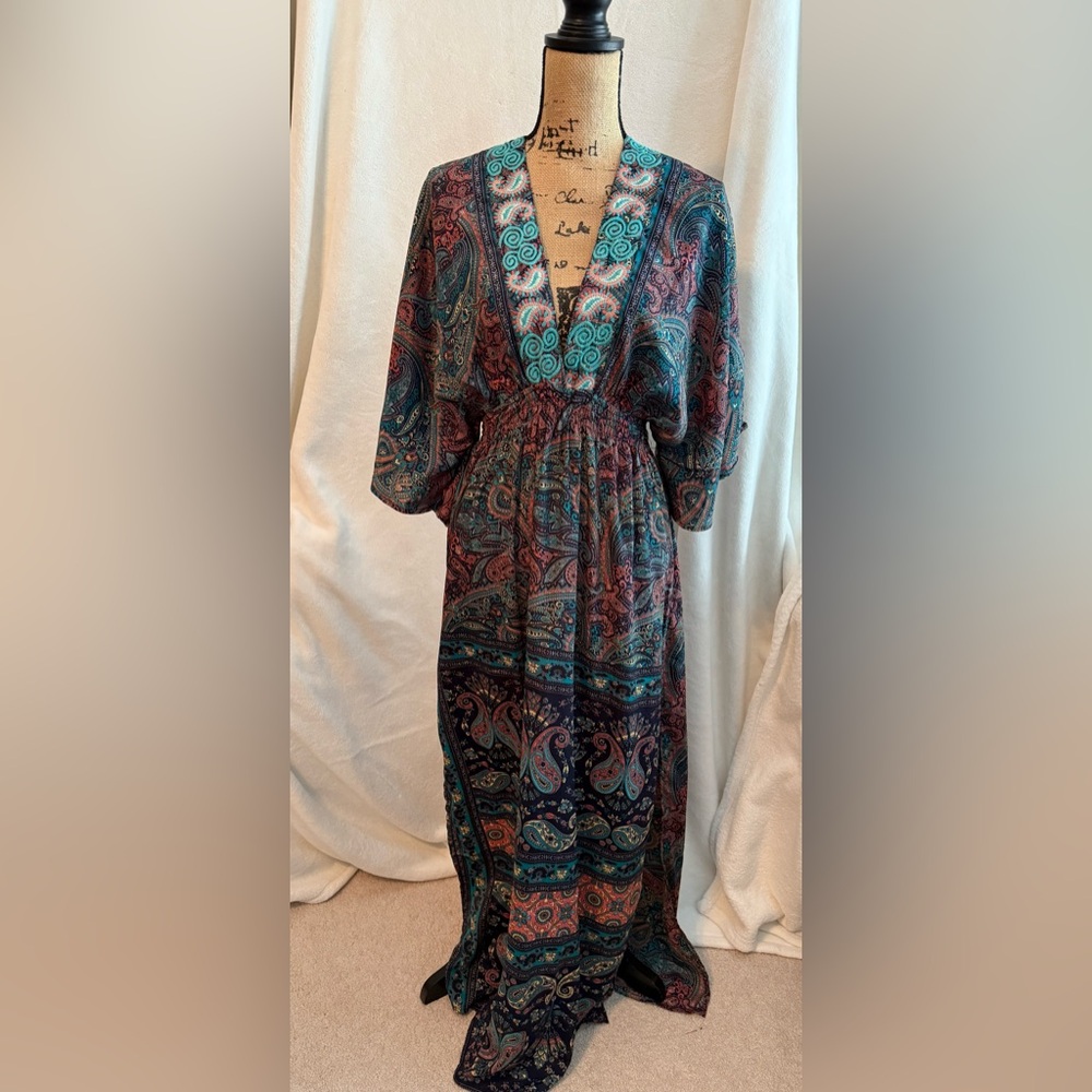 RAGA Multicolor Paisley Maxi Dress with open back